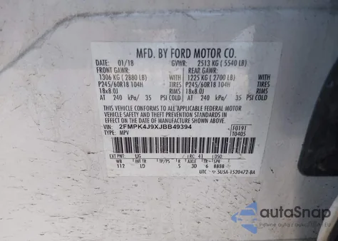 2018 Ford Edge Sel from USA, damaged, VIN 2FMPK4J9XJBB49394